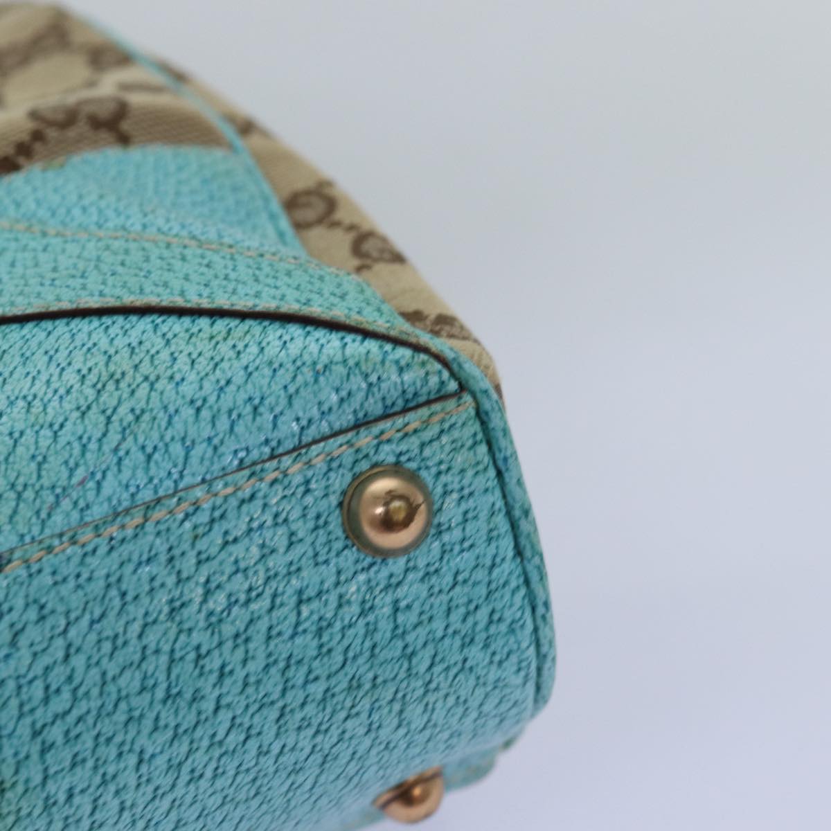 GUCCI GG Canvas New Jackie Shoulder Bag Turquoise Blue 124407 76451