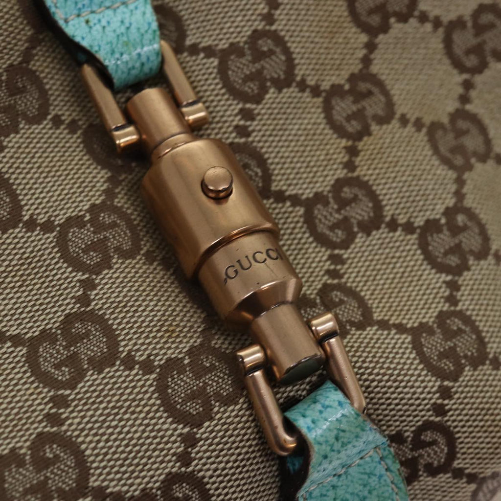GUCCI GG Canvas New Jackie Shoulder Bag Turquoise Blue 124407 76451