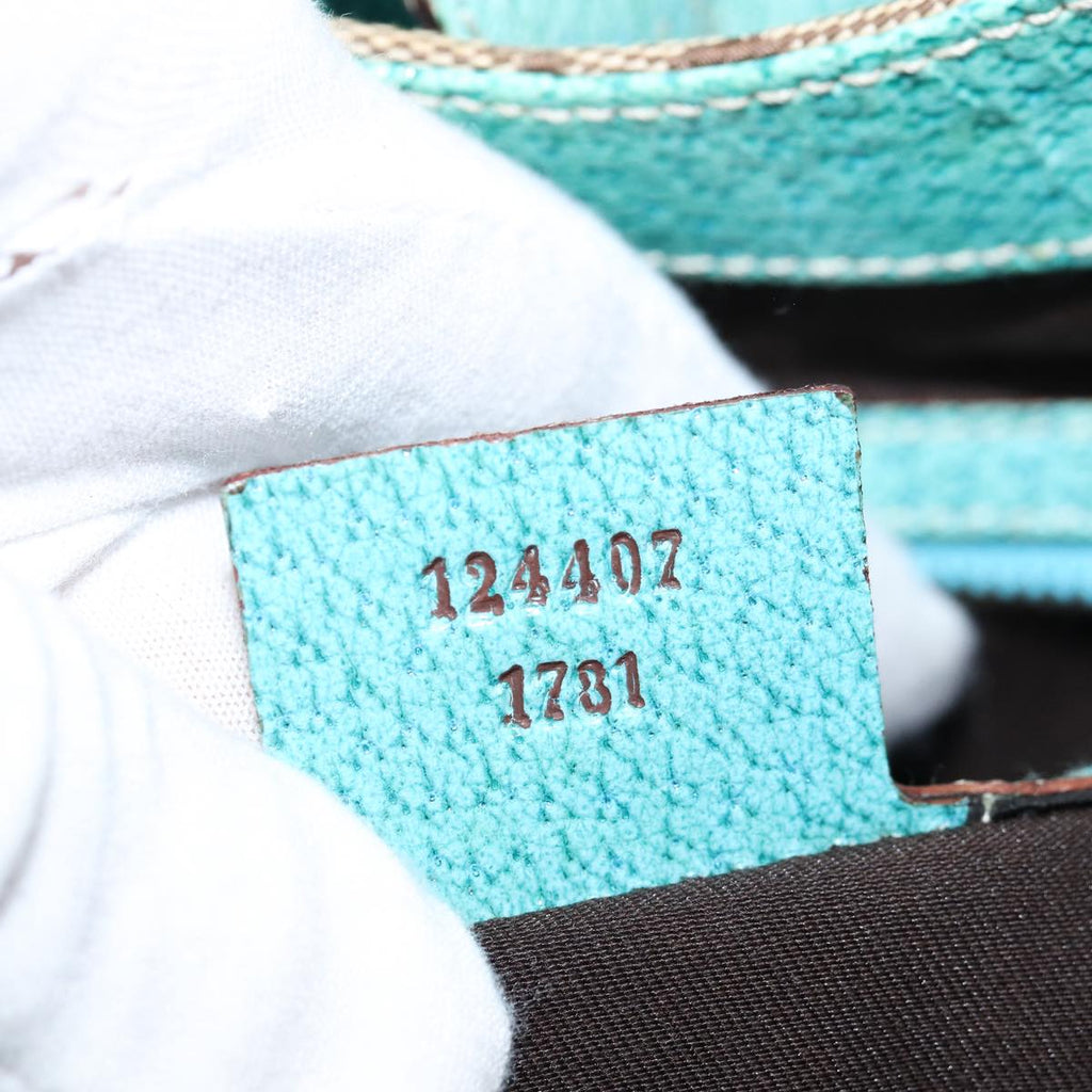 GUCCI GG Canvas New Jackie Shoulder Bag Turquoise Blue 124407 76451