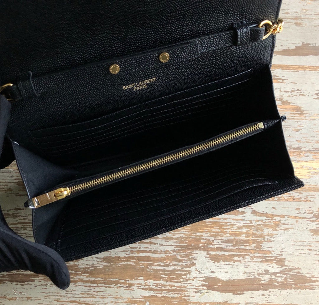YSSL Monogram Chain Wallet Black For Women 8.7in/23cm YSL