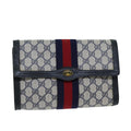 GUCCI GG Supreme Sherry Line Clutch Bag PVC Navy Red 84 01 006 76465