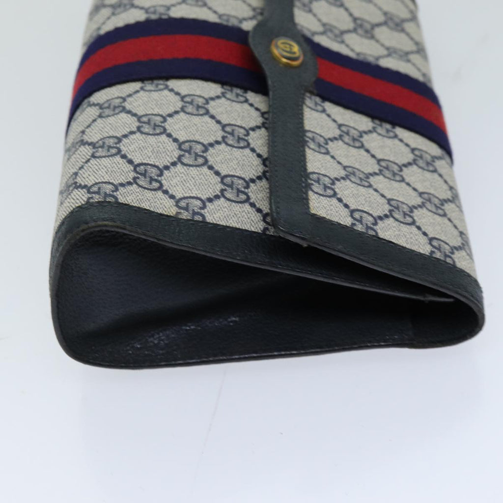 GUCCI GG Supreme Sherry Line Clutch Bag PVC Navy Red 84 01 006 76465