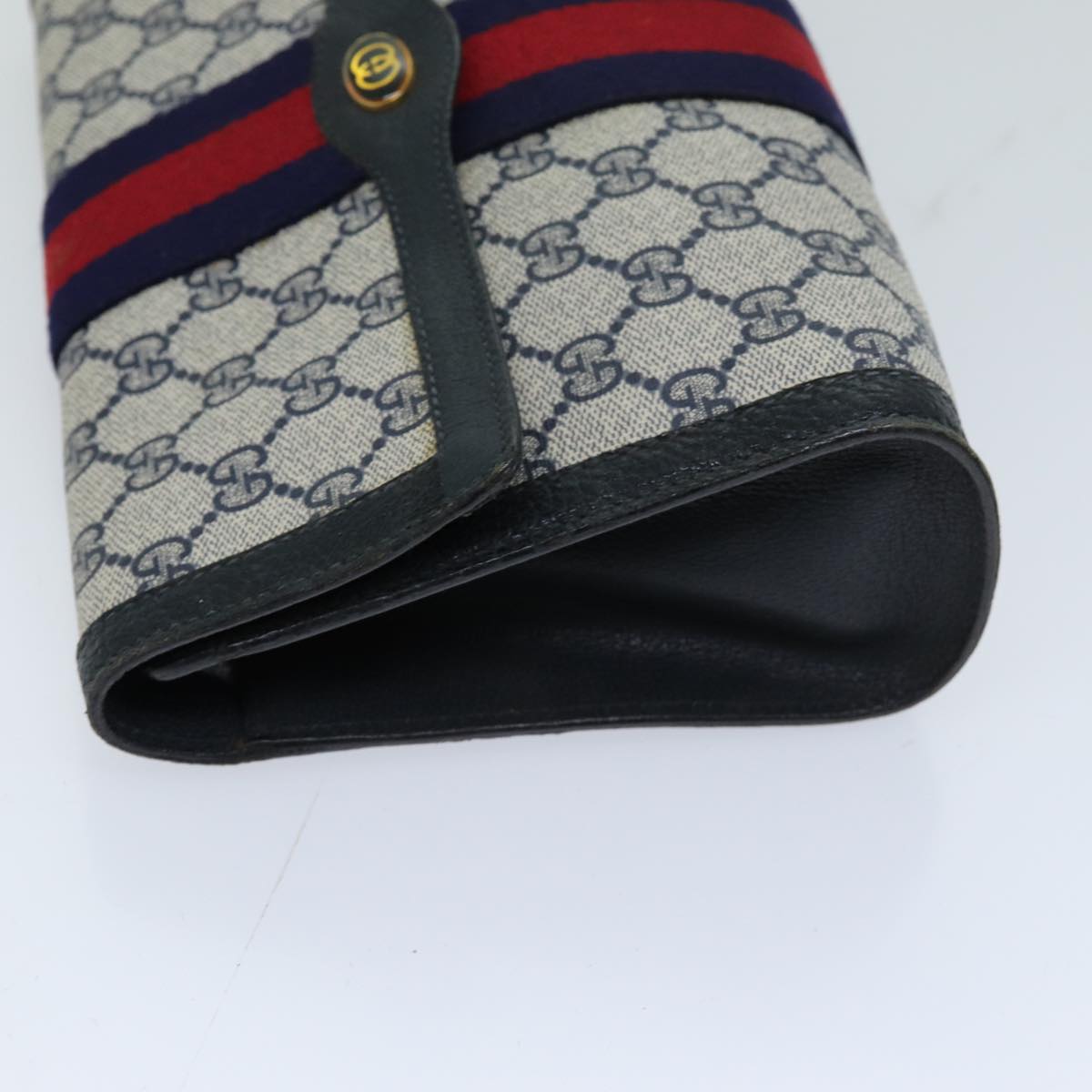 GUCCI GG Supreme Sherry Line Clutch Bag PVC Navy Red 84 01 006 76465