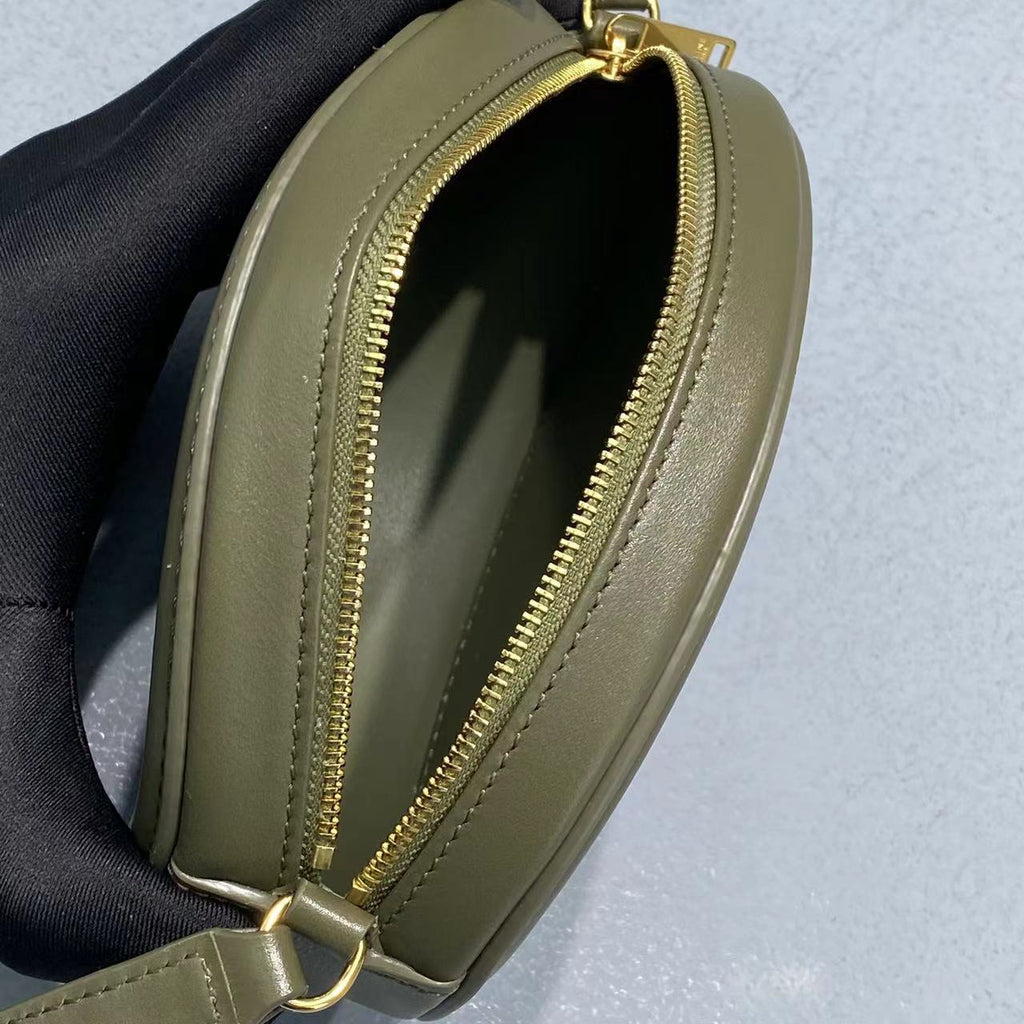 GLAMI Crossbody Oval Purse Cuir Triomphe Dark Green For Women 6in/16cm
