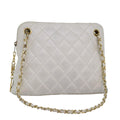 CHANEL Matelasse Chain Shoulder Bag Leather White CC 76482