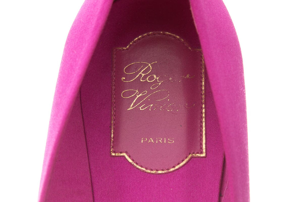 Roger Vivier Fuchsia Satin & Crystal Flats SZ 39