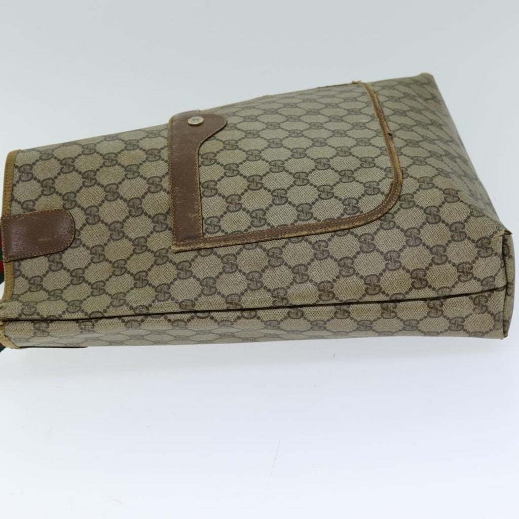 GUCCI GG Supreme Web Sherry Line Tote Bag PCVLeather Beige 39 02 003 76578