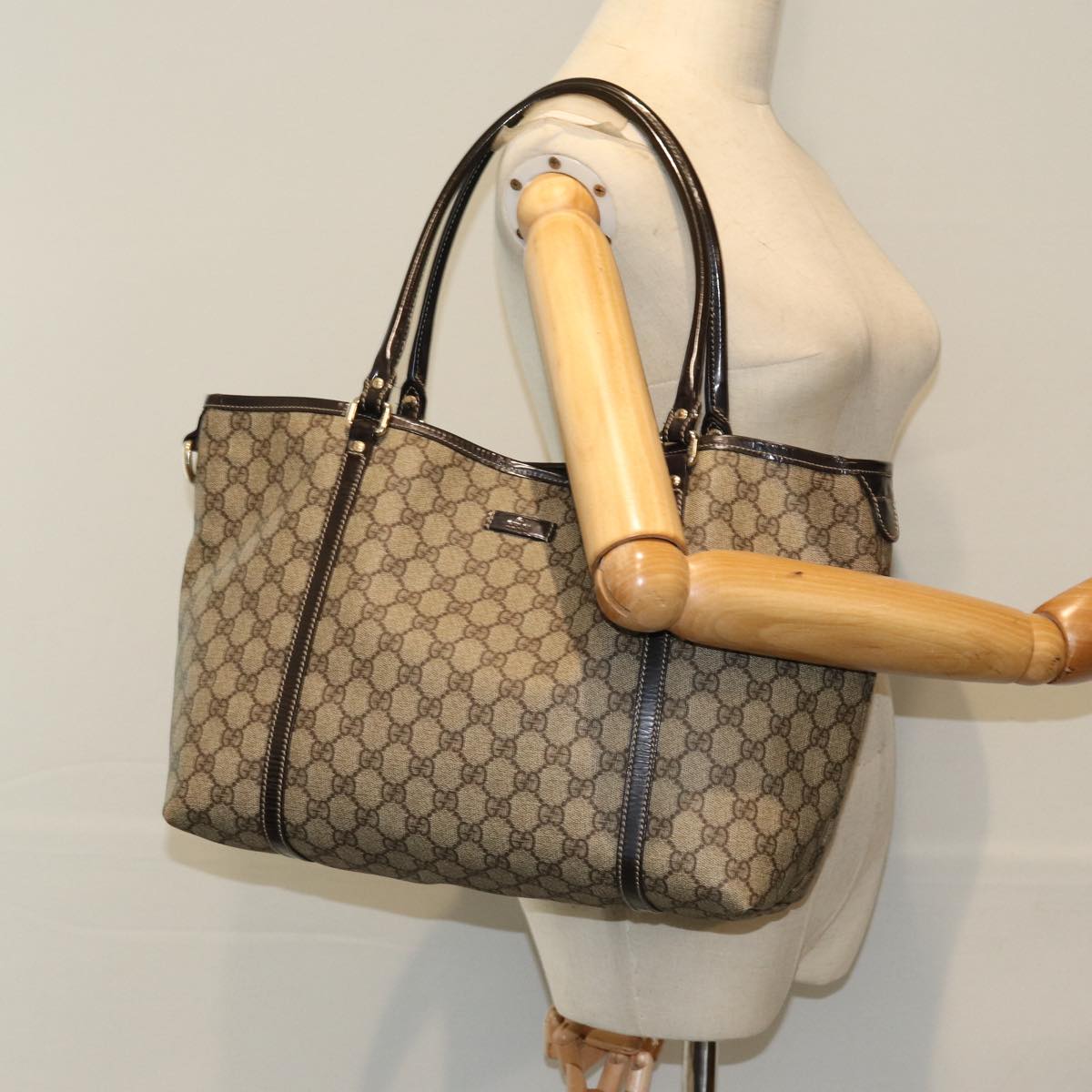 GUCCI GG Supreme Tote Bag PVC Beige 197953 76579