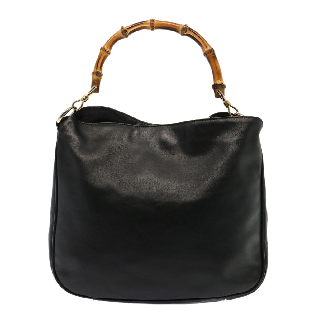 GUCCI Bamboo Hand Bag Leather Black 001 1781 1638 76586
