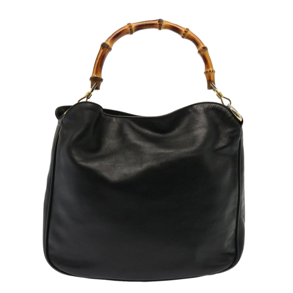GUCCI Bamboo Hand Bag Leather Black 001 1781 1638 76586