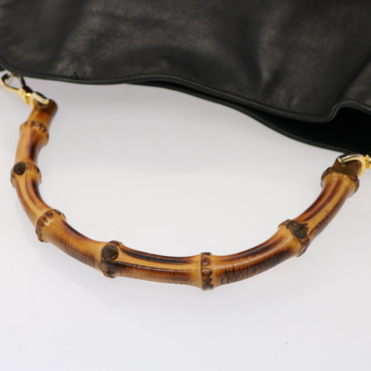 GUCCI Bamboo Hand Bag Leather Black 001 1781 1638 76586
