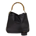 GUCCI Bamboo Hand Bag Leather Outlet 2way Black 001 1577 2123 76587
