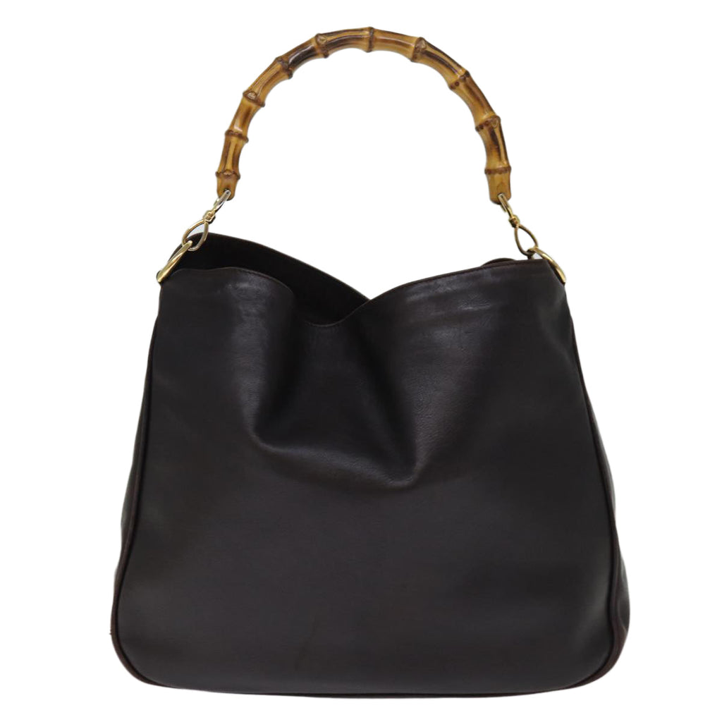 GUCCI Bamboo Hand Bag Leather Outlet 2way Black 001 1577 2123 76587