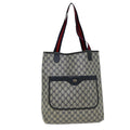 GUCCI GG Supreme Sherry Line Tote Bag PCVLeather Red Navy 120 02 003 76588