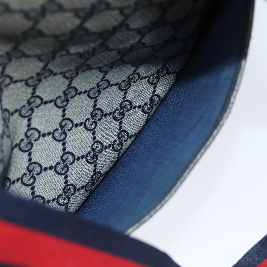 GUCCI GG Supreme Sherry Line Tote Bag PCVLeather Red Navy 120 02 003 76588