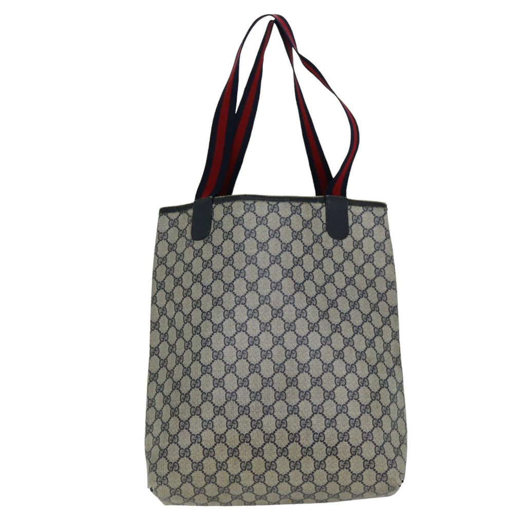 GUCCI GG Supreme Sherry Line Tote Bag PCVLeather Red Navy 120 02 003 76588