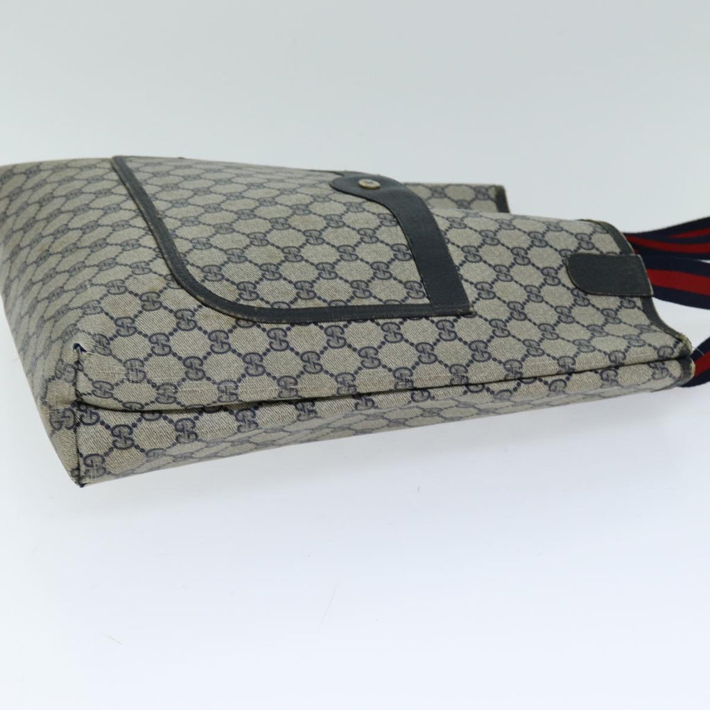 GUCCI GG Supreme Sherry Line Tote Bag PCVLeather Red Navy 120 02 003 76588