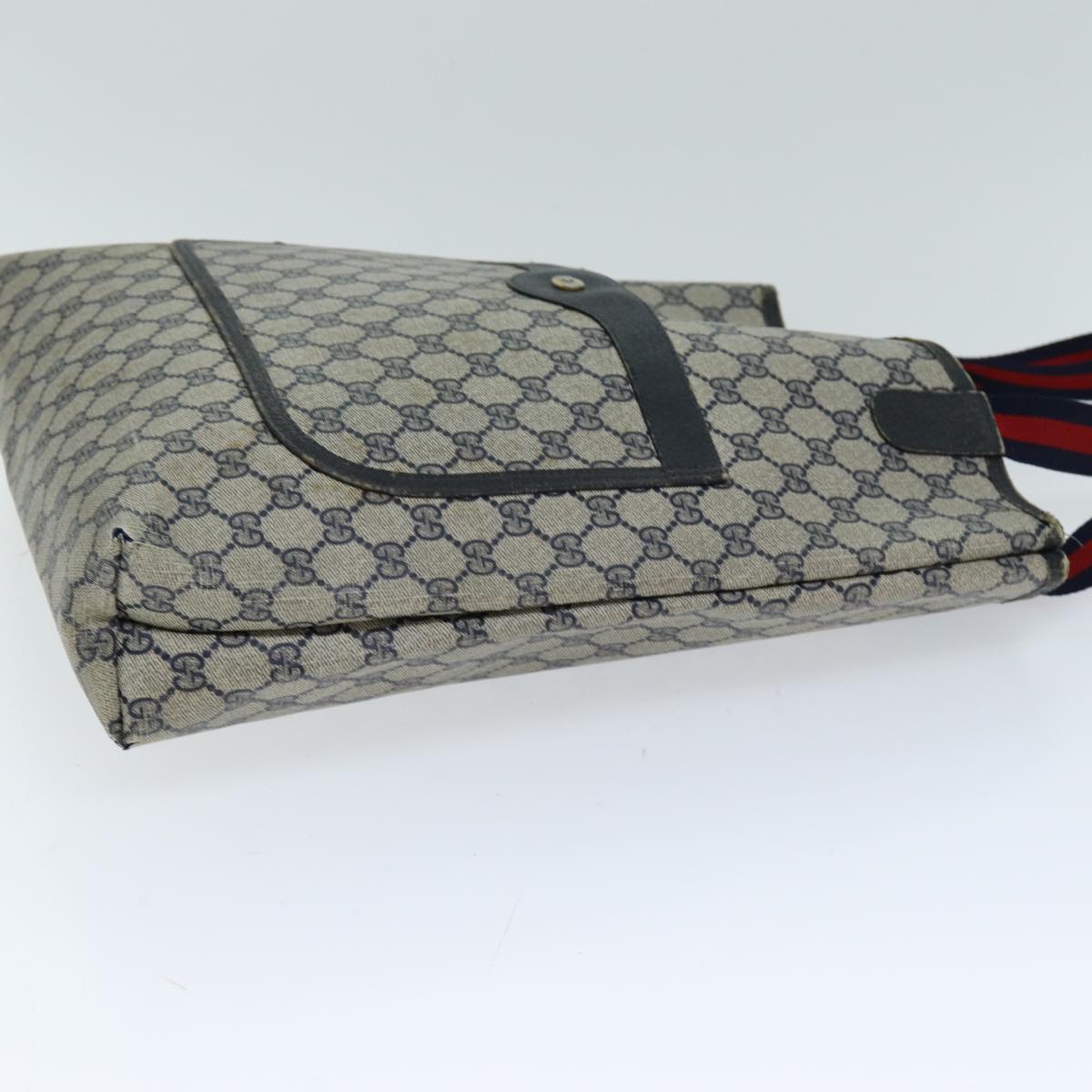 GUCCI GG Supreme Sherry Line Tote Bag PCVLeather Red Navy 120 02 003 76588
