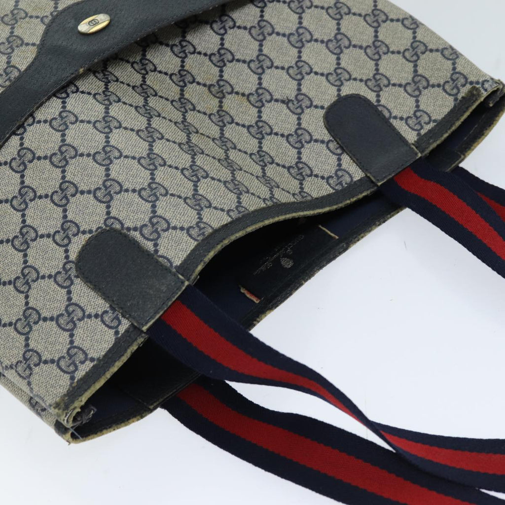 GUCCI GG Supreme Sherry Line Tote Bag PCVLeather Red Navy 120 02 003 76588