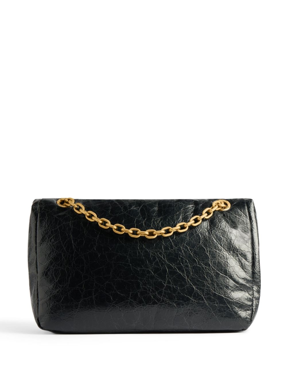 MONACO S BLACK BAG WITH GOLDEN CHAIN LOGO