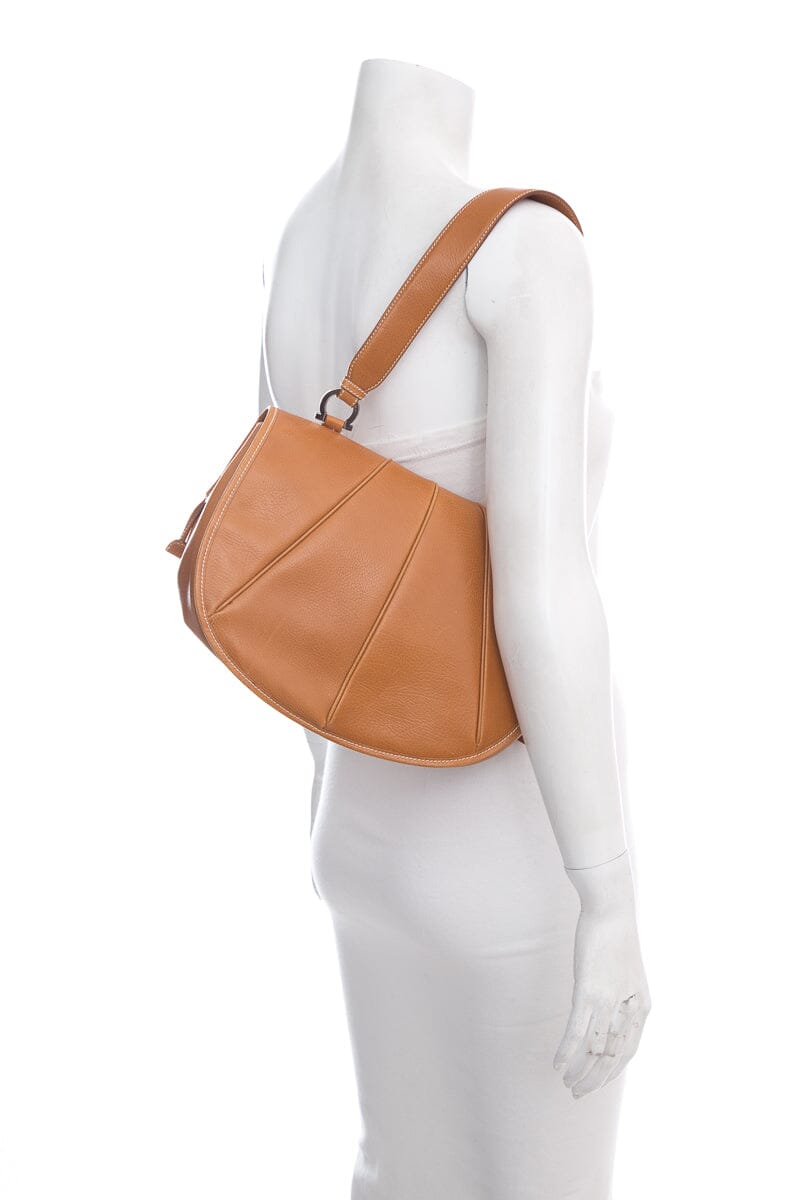 Salvatore Ferragamo Brown Leather Top Handle Flap Bag Handbag