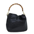 GUCCI Bamboo Hand Bag Leather Black 001 1638 76633