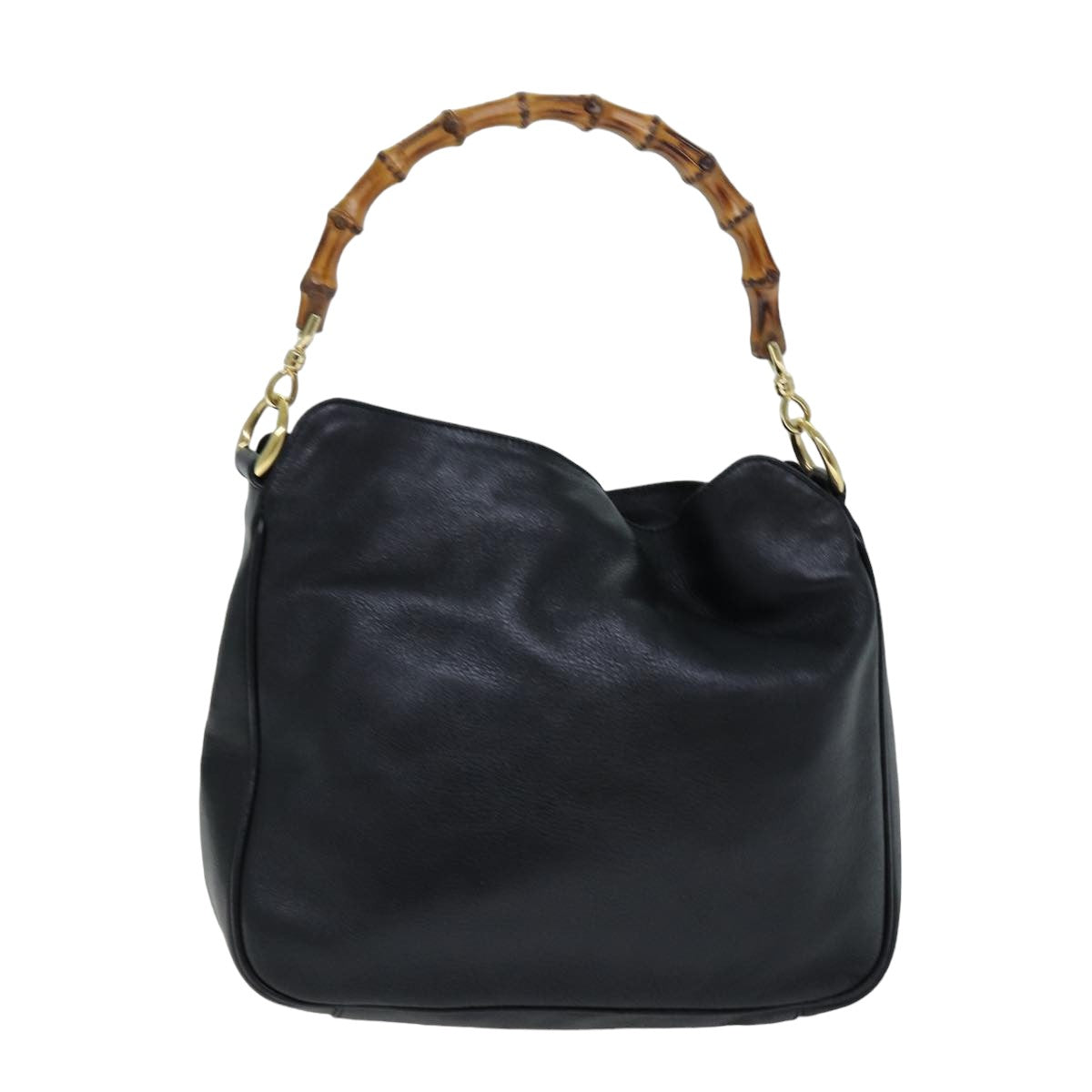 GUCCI Bamboo Hand Bag Leather Black 001 1638 76633