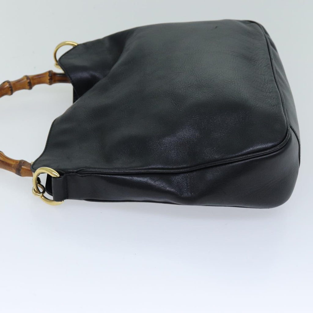 GUCCI Bamboo Hand Bag Leather Black 001 1638 76633