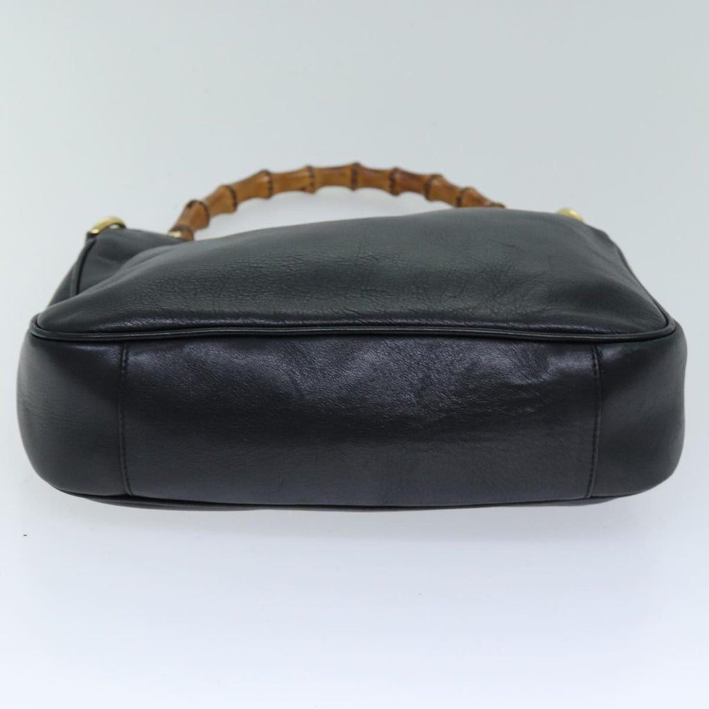 GUCCI Bamboo Hand Bag Leather Black 001 1638 76633