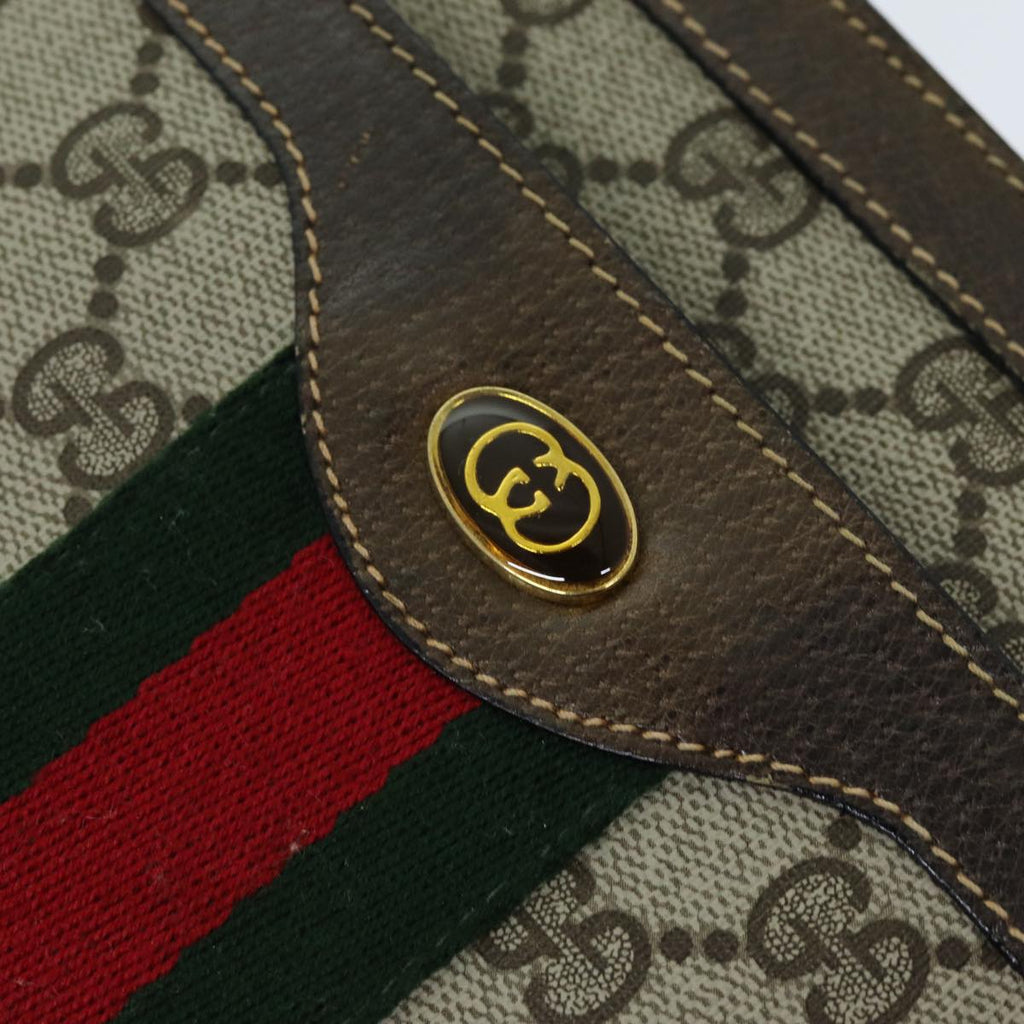 GUCCI GG Supreme Web Sherry Line Shoulder Bag PVC Beige 904 02 013 76634