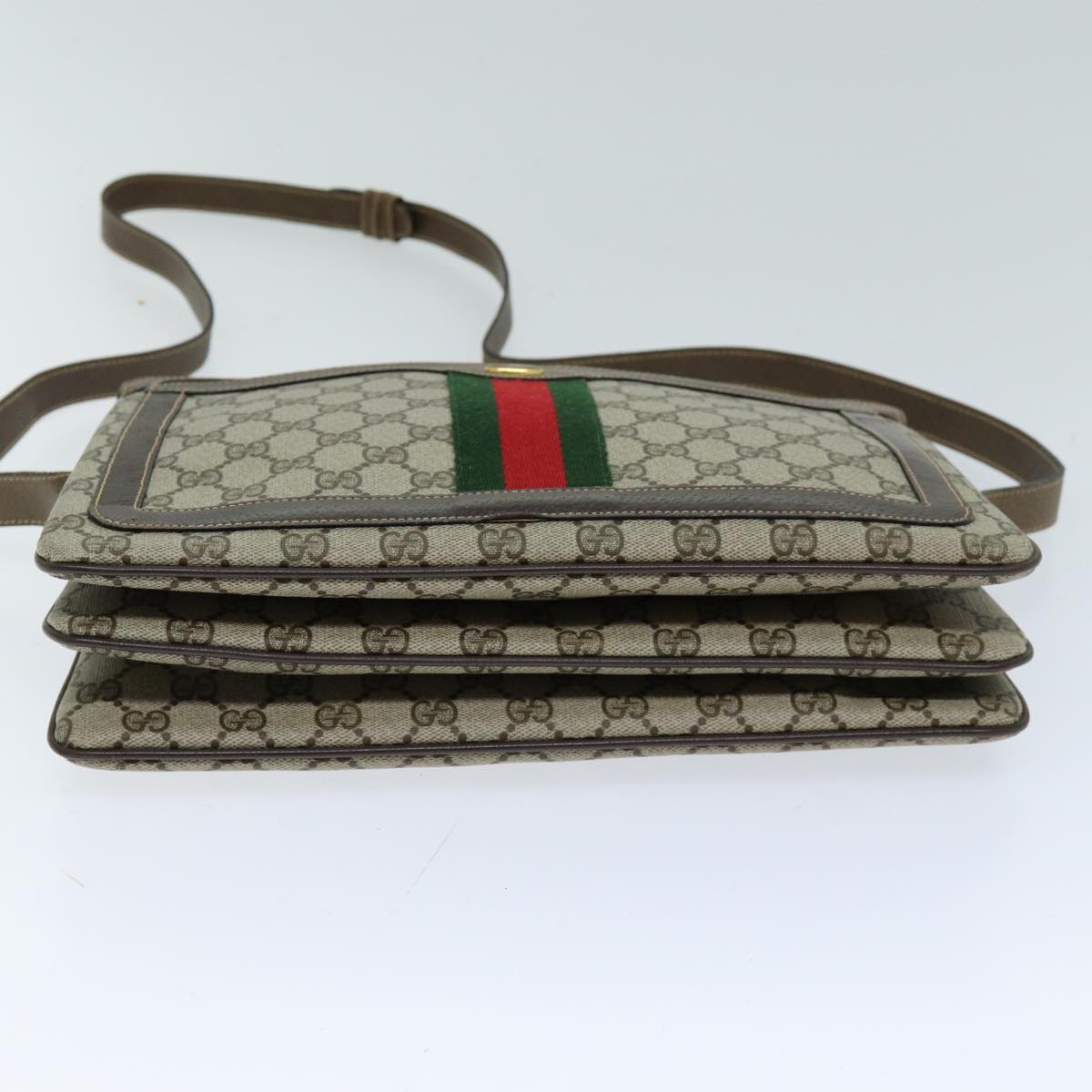 GUCCI GG Supreme Web Sherry Line Shoulder Bag PVC Beige 904 02 013 76634