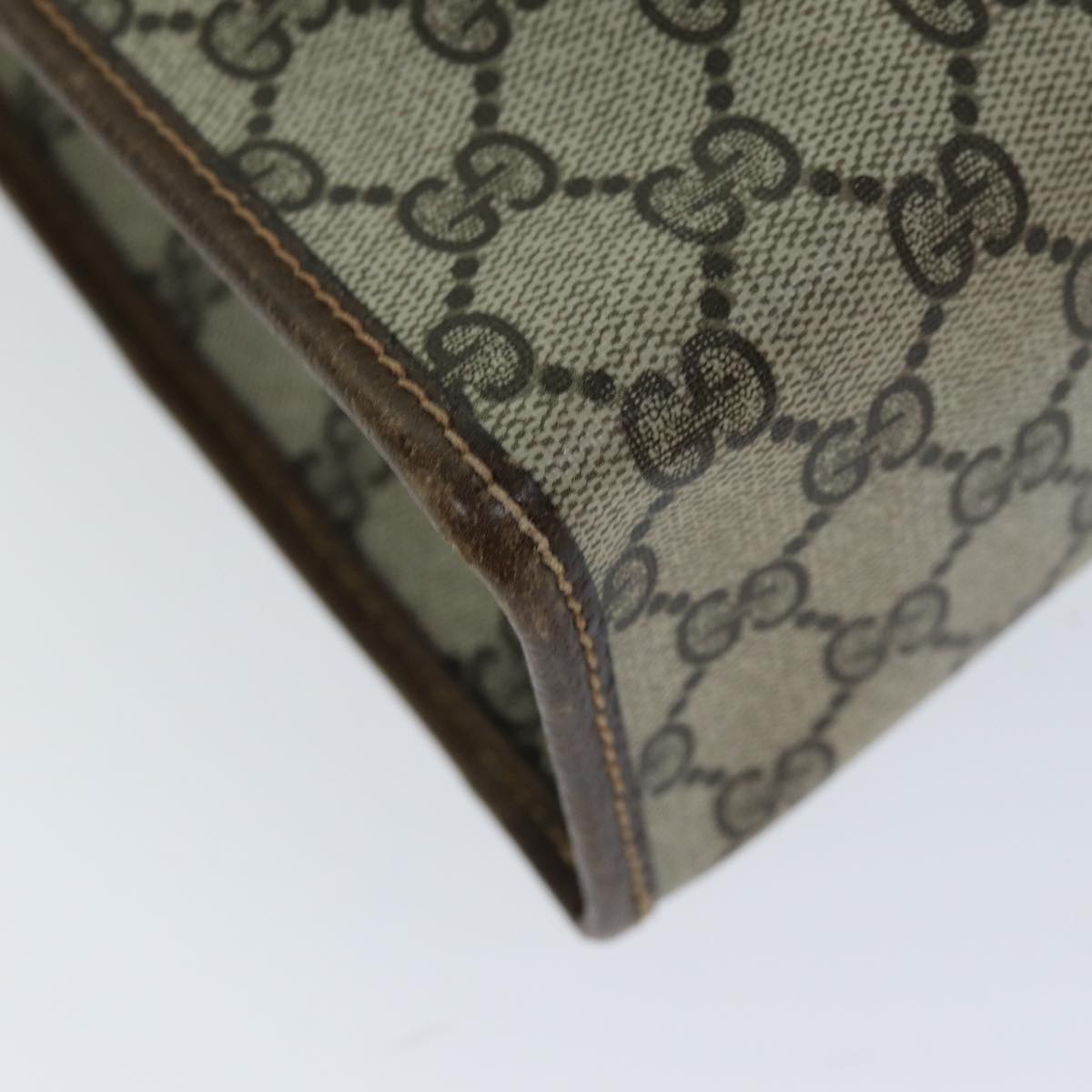 GUCCI GG Supreme Web Sherry Line Hand Bag PVC Beige Red Green 76635