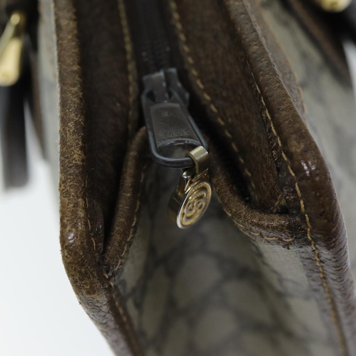 GUCCI GG Supreme Web Sherry Line Hand Bag PVC Beige Red Green 76635