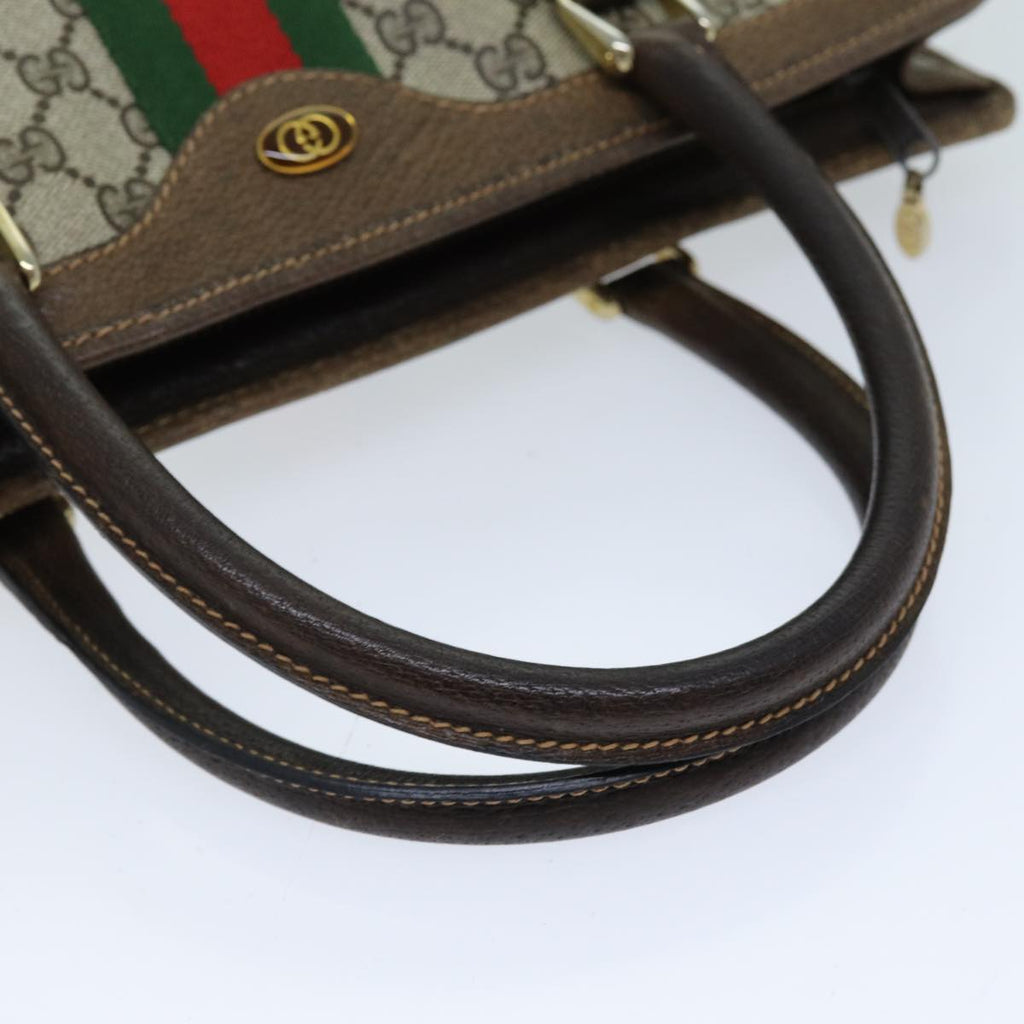 GUCCI GG Supreme Web Sherry Line Hand Bag PVC Beige Red Green 76635