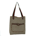 GUCCI GG Supreme Web Sherry Line Tote Bag PVC Beige Red 40 02 003 76659