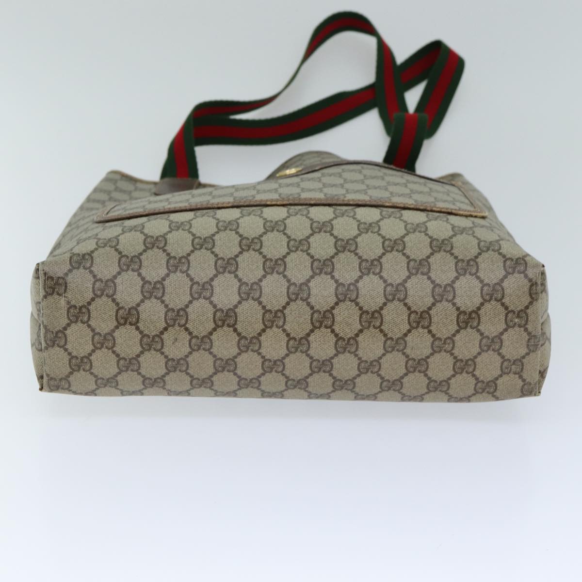GUCCI GG Supreme Web Sherry Line Tote Bag PVC Beige Red 40 02 003 76659