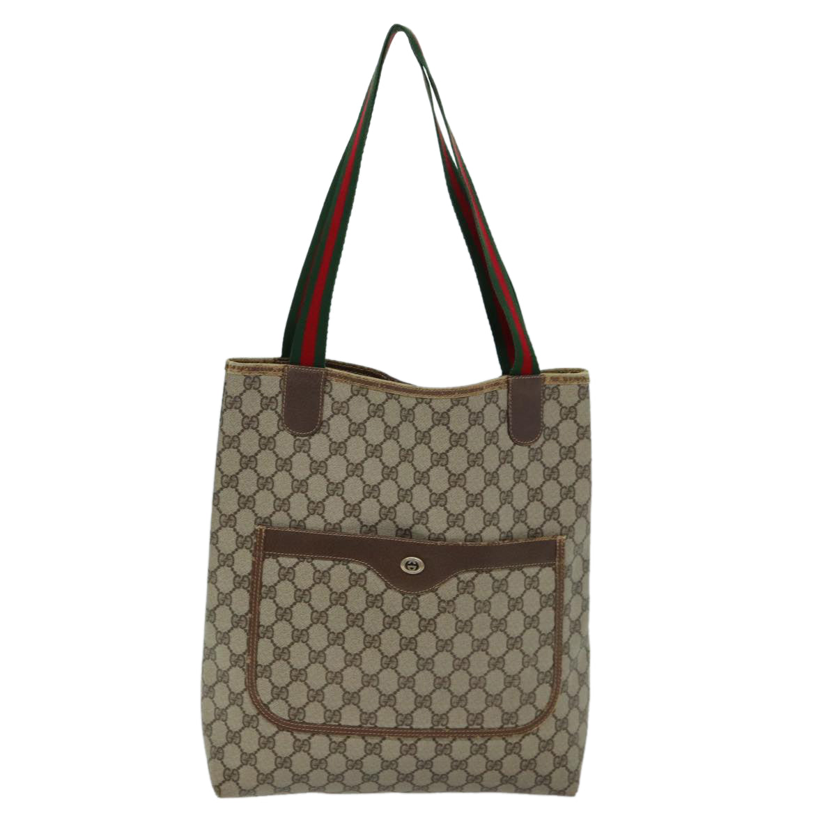 GUCCI GG Supreme Web Sherry Line Tote Bag PVC Beige Red 40 02 003 76659