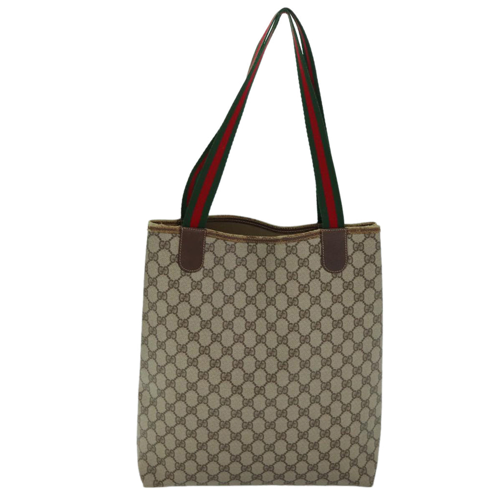 GUCCI GG Supreme Web Sherry Line Tote Bag PVC Beige Red 40 02 003 76659