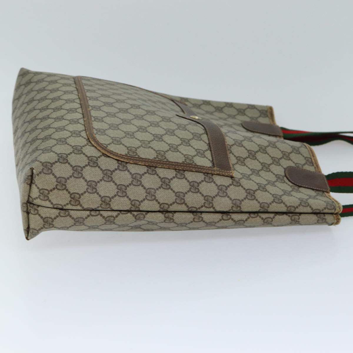 GUCCI GG Supreme Web Sherry Line Tote Bag PVC Beige Red 40 02 003 76659