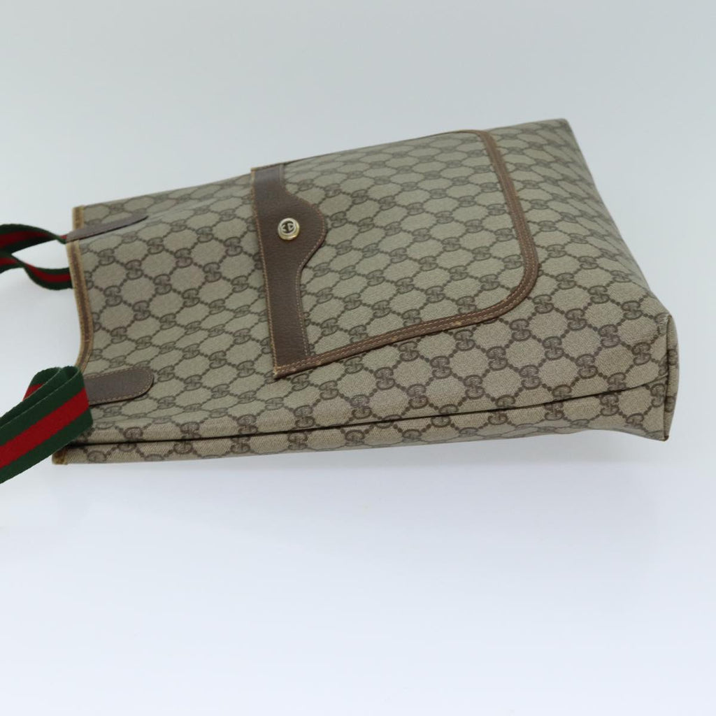 GUCCI GG Supreme Web Sherry Line Tote Bag PVC Beige Red 40 02 003 76659