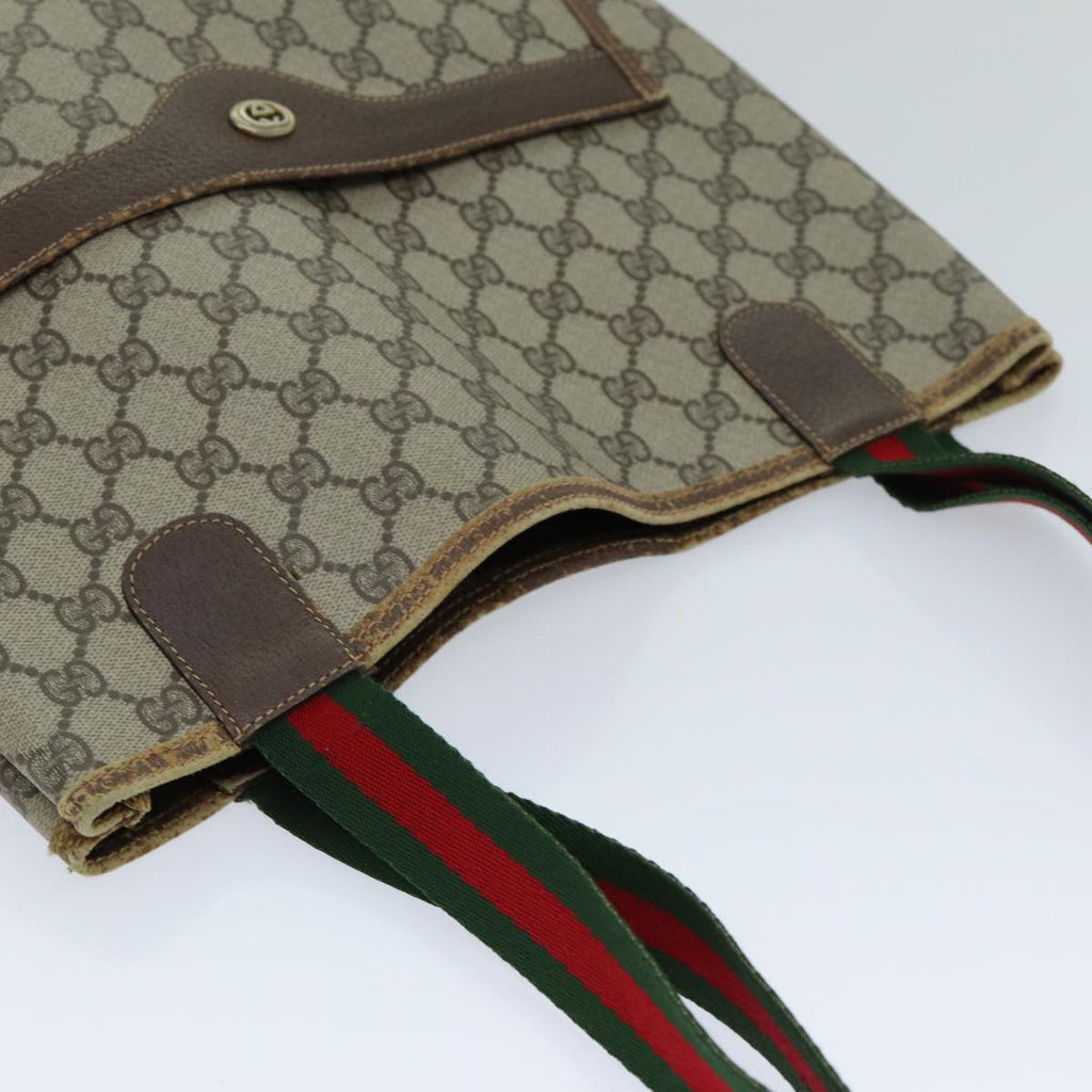 GUCCI GG Supreme Web Sherry Line Tote Bag PVC Beige Red 40 02 003 76659