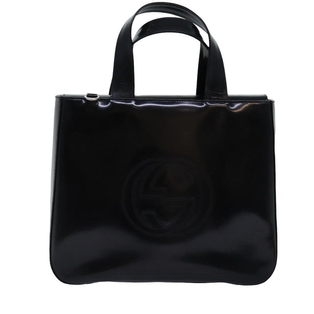 GUCCI Hand Bag Enamel 2way Black 000 1013 0504 76665