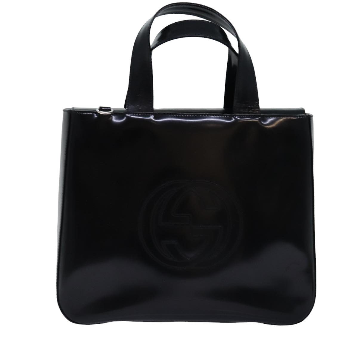 GUCCI Hand Bag Enamel 2way Black 000 1013 0504 76665