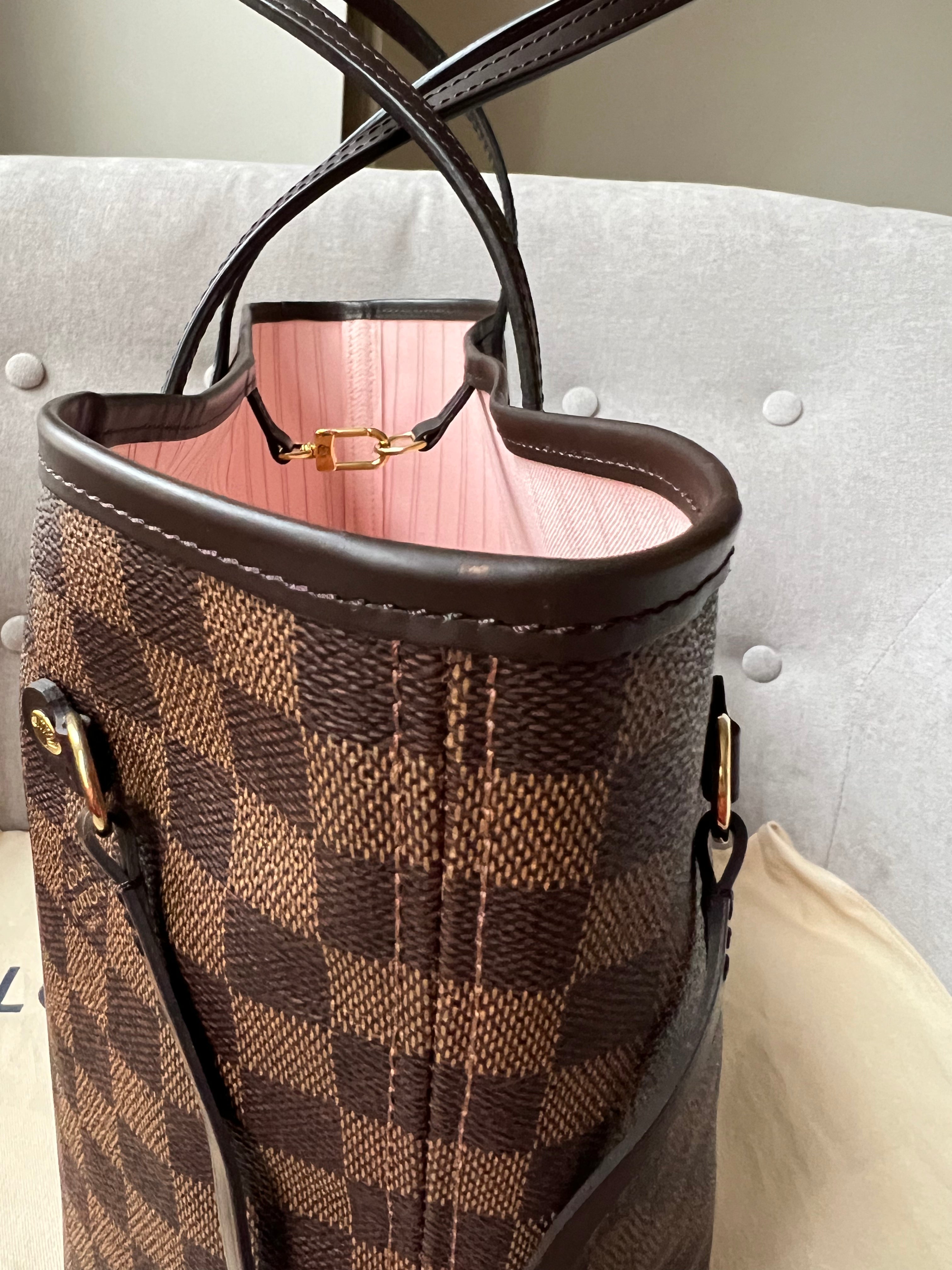 Louis Vuitton Neverfull MM Damier Ebene Rose Ballerine (RRP £1,410)