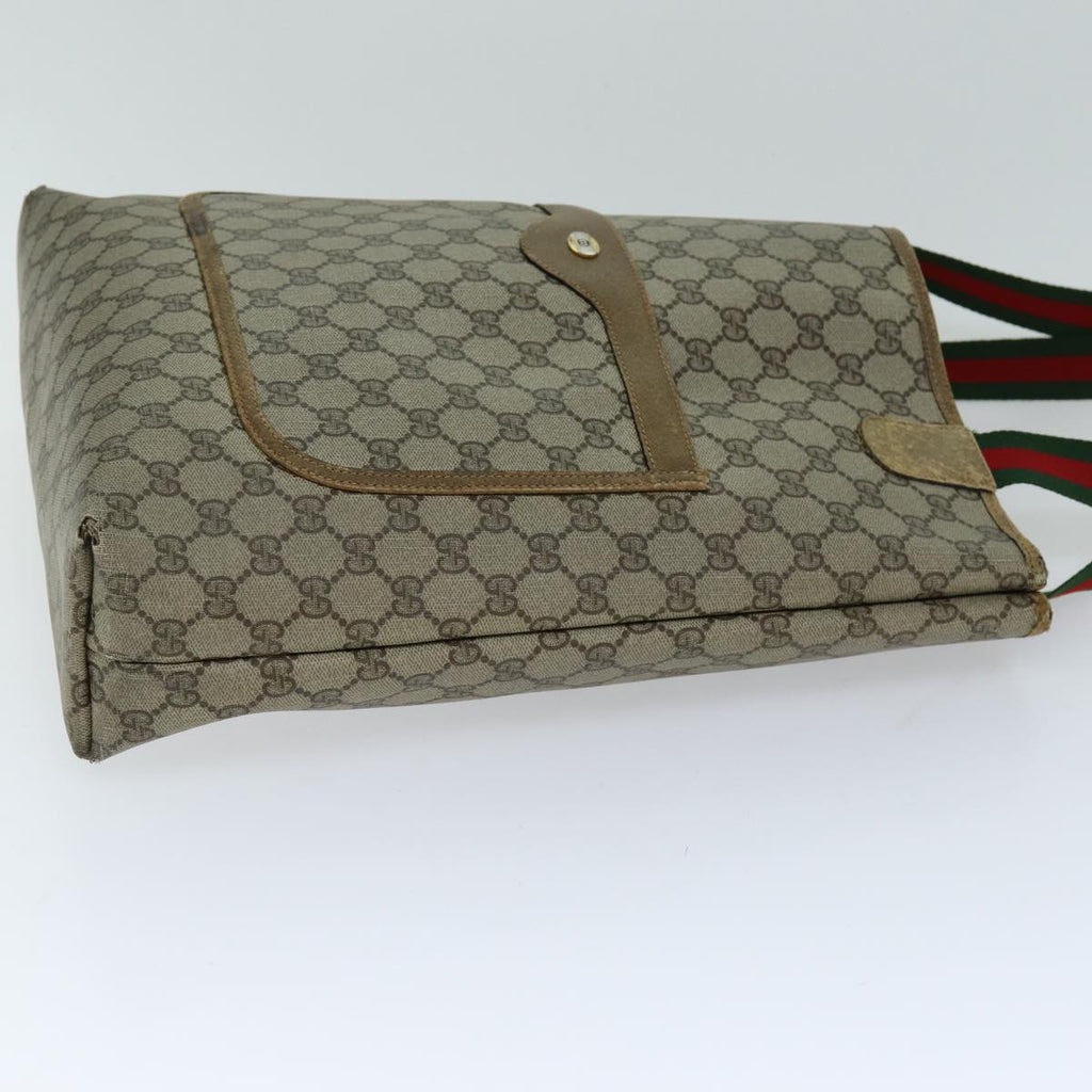 GUCCI GG Supreme Web Sherry Line Tote Bag PCVLeather Beige 39 02 003 76718