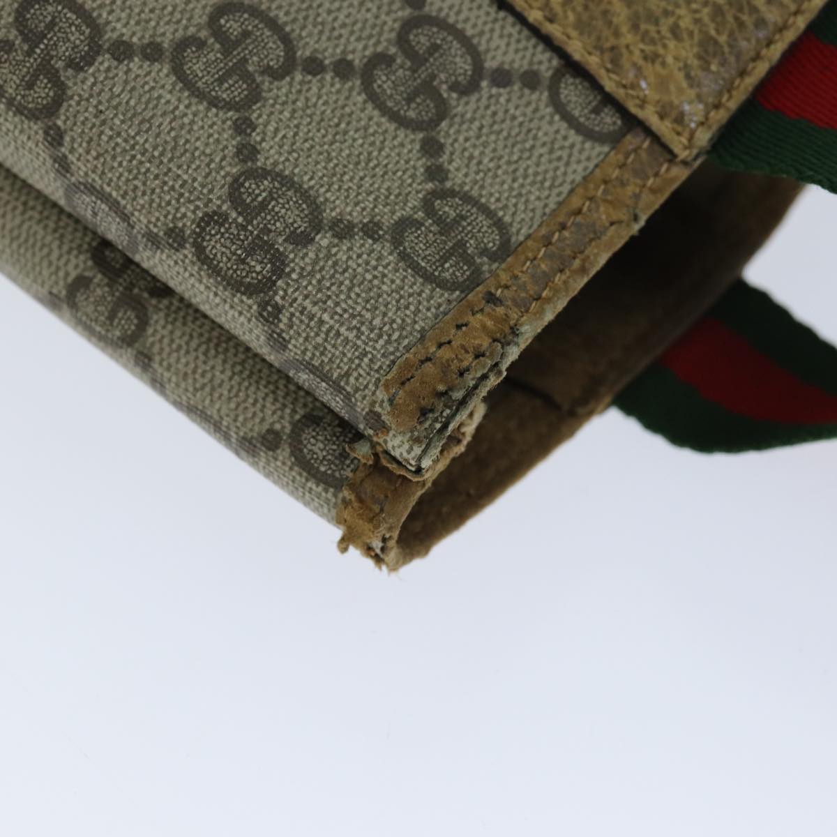 GUCCI GG Supreme Web Sherry Line Tote Bag PCVLeather Beige 39 02 003 76718