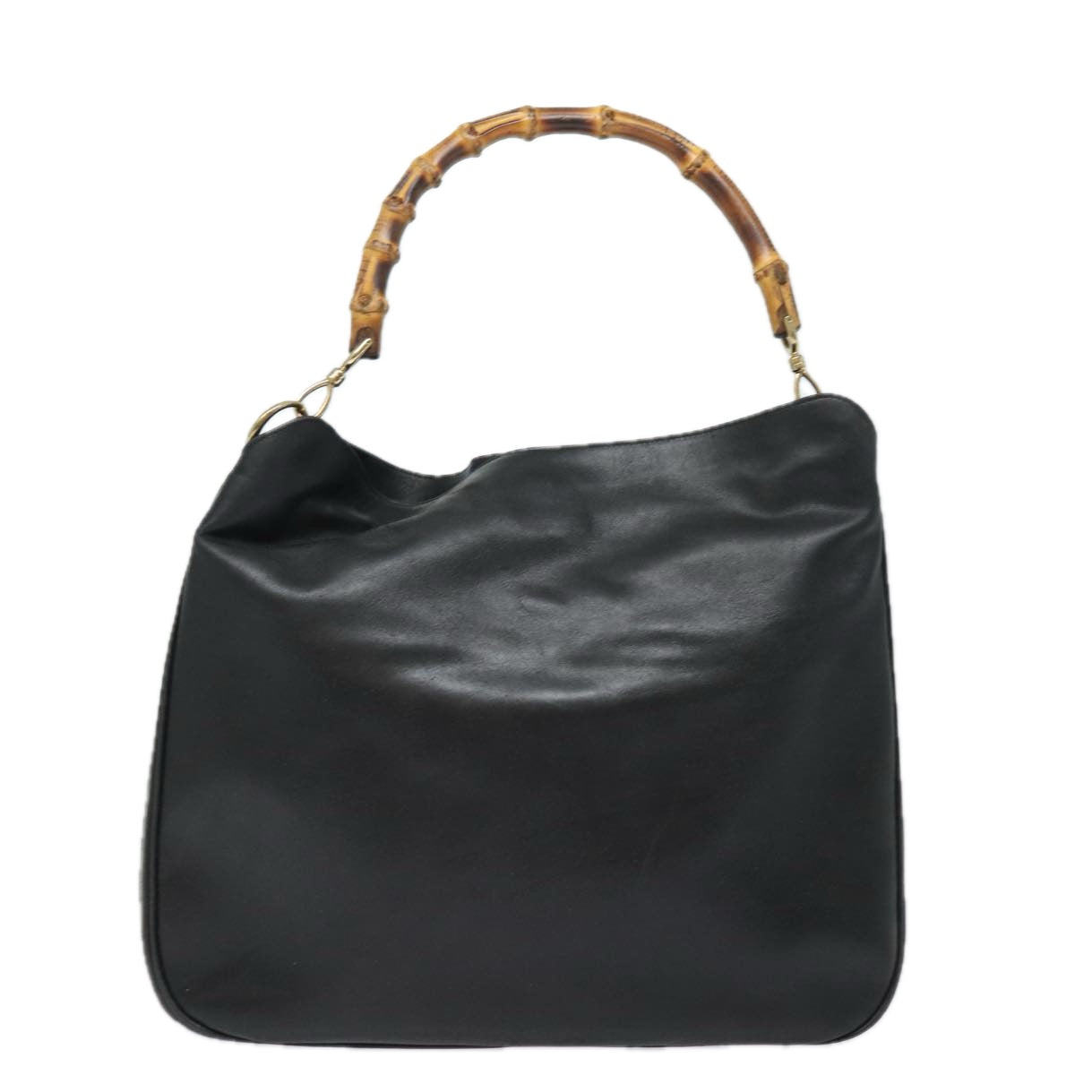 GUCCI Bamboo Hand Bag Leather Black 001 0166 1577 76719