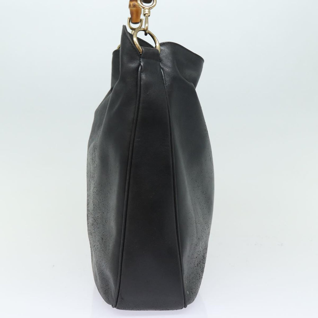 GUCCI Bamboo Hand Bag Leather Black 001 0166 1577 76719