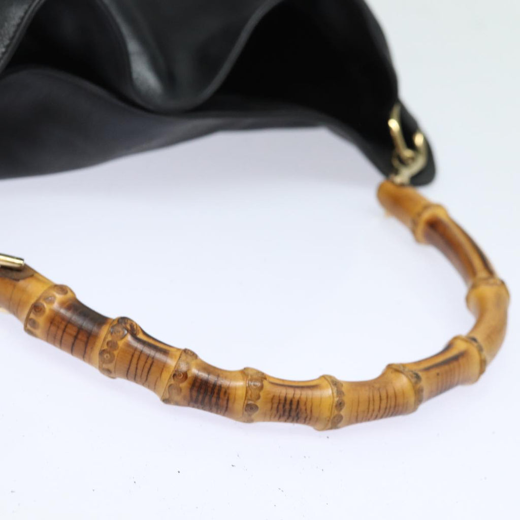 GUCCI Bamboo Hand Bag Leather Black 001 0166 1577 76719