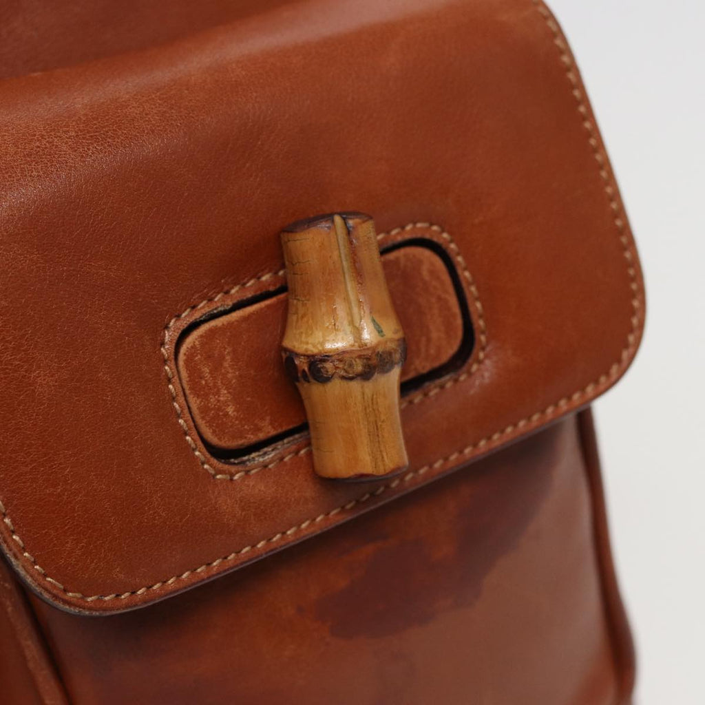 GUCCI Bamboo Backpack Leather Brown 003 2058 0016 76808